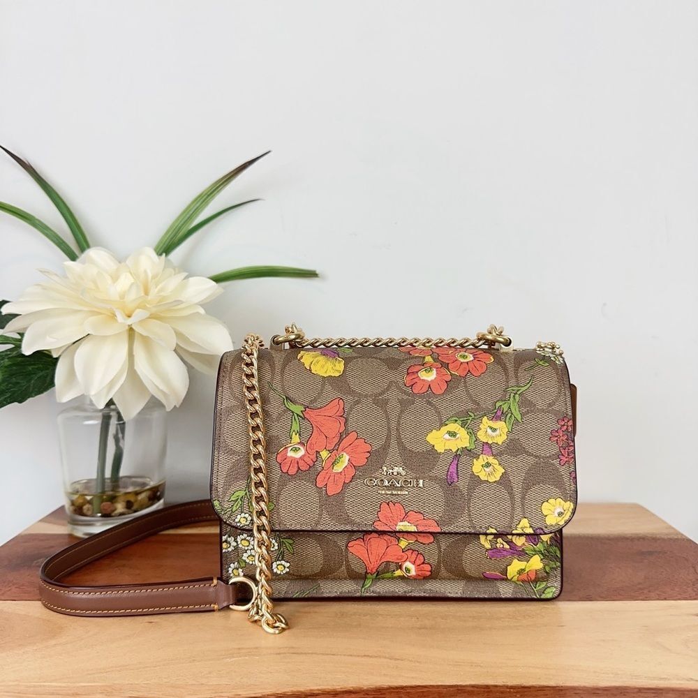 NWT‎ Coach Mini Klare Crossbody In Signature Canvas With Floral Print